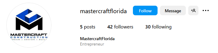 A twitter post with the following hashtags : mastercraftflorida, entrepreneur.